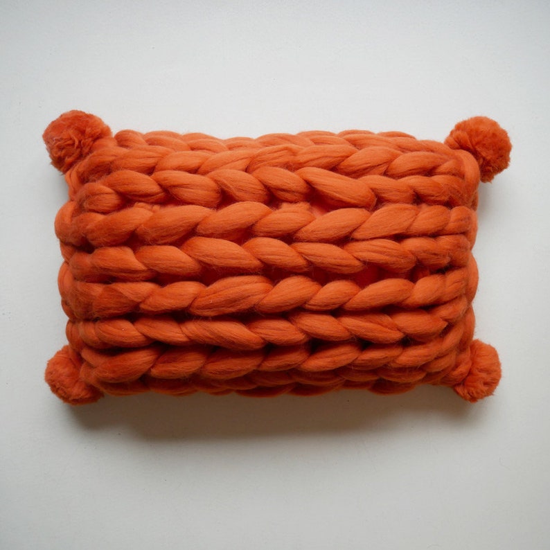 POMPOM Chunky knit cushion knit pillow chunky yarn pillow Etsy