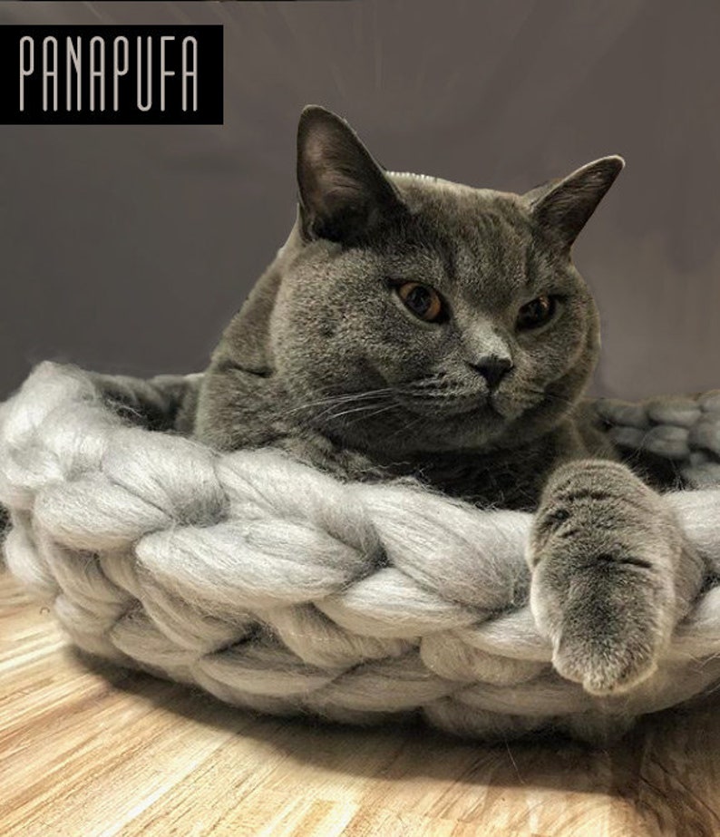 READY 2ship CHUNKY knit cat bed chunky yarn pat bed chunky Etsy