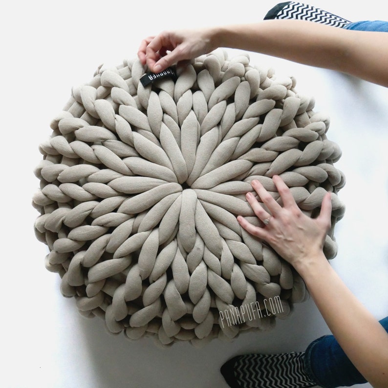 chunky footstool footrest cotton floor pouf knitted pouf ottoman,yoga pillow chunky big cotton pouffe footstool big knit pouffe
