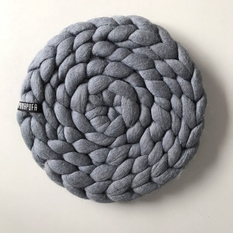 Chunky Round Chair Pad Merino Wool Round Chair Cushion Cosy Chair Pad Wedding Gift Homedecor Homeware