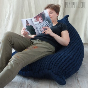 Puf de ganchillo grueso pufet de punto otomana de punto | Etsy