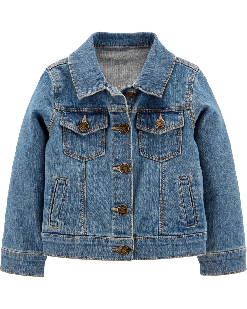 Baby Boys Denim Jean Jacket Personalized With Name Patches Indigo Wash