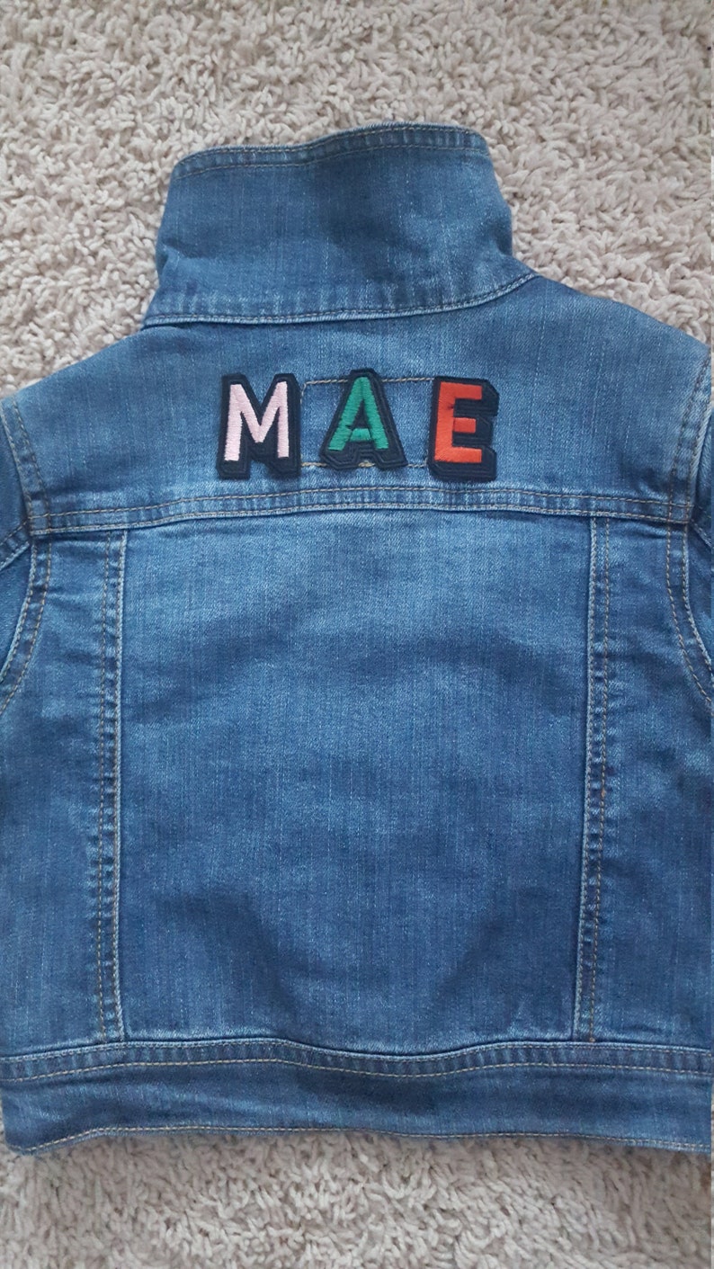 Toddler Girls Jean Jacket Personalized With Name Patches Light Etsy