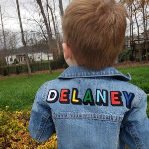 Toddler Boys Chaqueta Jean Personalizada con Nombre Parches Indigo Wash