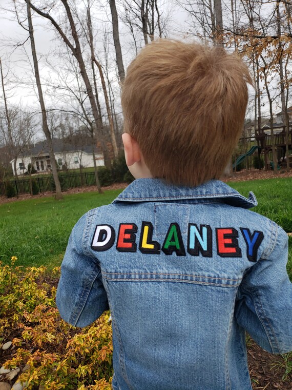 Toddler Boys Jean Jacket Personalized With Name Patches Indigo Etsy