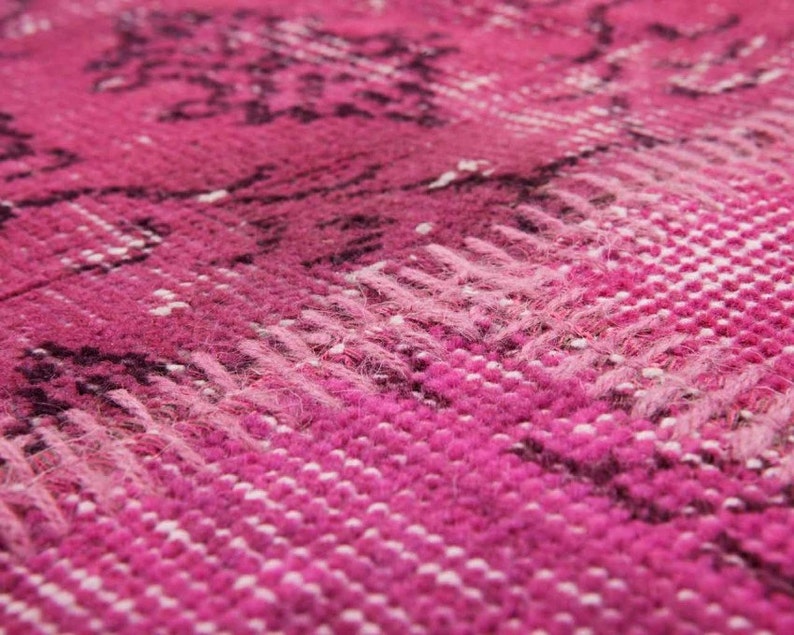 Meryem Pink Fuchsia Overdyed Vintage Carpets Handmade in Etsy