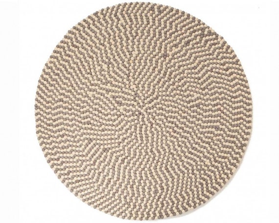 Omzet pil een experiment doen Kukee: rond Grijs tapijt met witte Bolletjes Handgemaakt by | Etsy