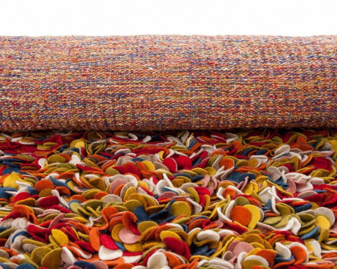 Araav Rectangular Multi Color Felted Wool Carpets from India Etsy