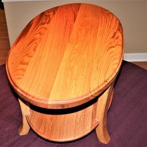 Oak oval coffee table image 9