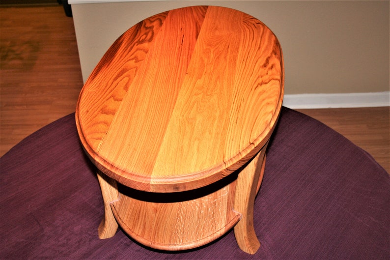 Oak oval coffee table image 9