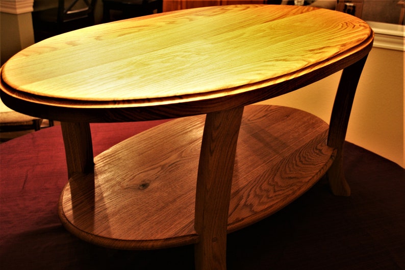 Oak oval coffee table image 2