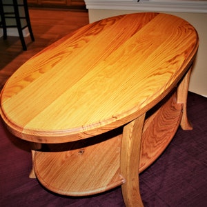Oak oval coffee table image 10