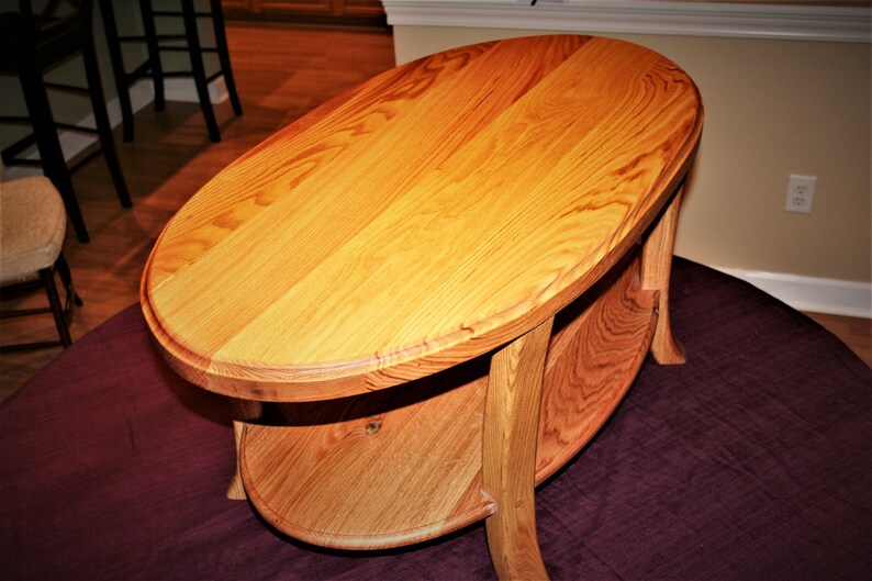 Oak oval coffee table image 10