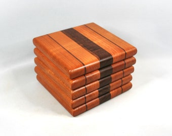 Cherry and Walnut Coasters Set of 5