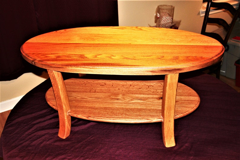 Oak oval coffee table image 1