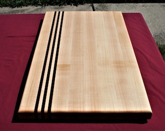 Maple and Walnut Striped Edge Grain Cutting board - Ready to Ship