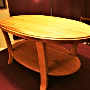 Oak oval coffee table image 8
