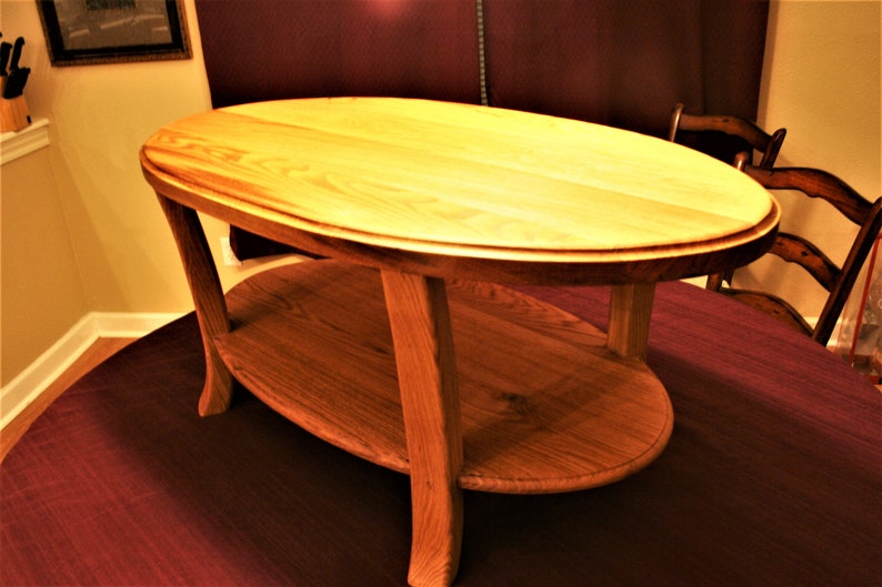 Oak oval coffee table image 8