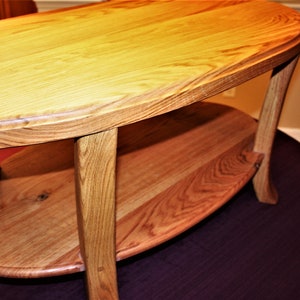 Oak oval coffee table image 7