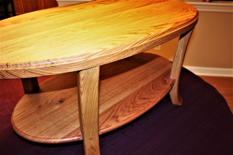 Oak oval coffee table image 7