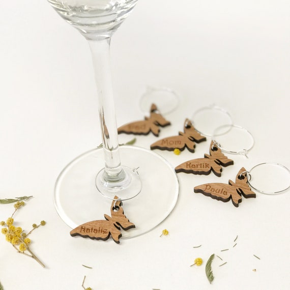 Wedding Christening. Favours 60 Ivory Wine Glass Charms With Butterflies