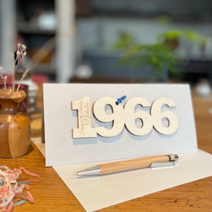 Personalised 60th Birthday Card, Engraved Wooden Keepsake 1966