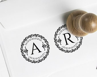 Custom Couple Initials, 2 Name Letters with Ornate Border, Alphabet Wood Stamps, Handmade Gifts for Couples Anniversary in Special Boxes