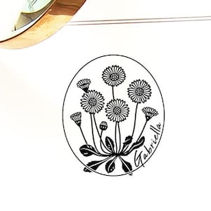 Carimbo de flor de nascimento Daisy, presentes de arte artesanais personalizados em embalagens especiais e adoráveis