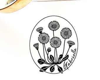 Daisy Birth Flower Stamp, Handmade Art Gifts Personalized in Special Lovely Packaging