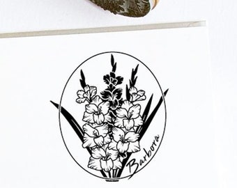 Personalized Gladiolus Birth Flower Stamp, August Birthday Gifts