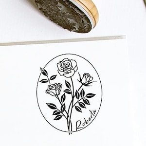 Carimbo de borracha personalizado de flor de nascimento de junho, buquê de rosas, presentes artesanais para mulheres, avó, em embalagem especial e adorável