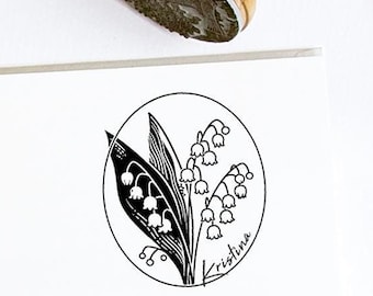 Lily of the Valley May Birth Flower Stamp Personalized, Birth Month Flowers Sign, Handmade Gifts for Women Mom in Special Lovely Packaging
