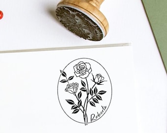 Rose June Birth Flower Rubber Stamp Personalized, Birth Month Flowers Roses Bouquet, Handmade Gifts for Women in Special Lovely Packaging