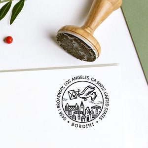 Timbro di ritorno personalizzato con colomba viaggiatore, colomba con busta, timbro postale aziendale di famiglia, regali unici fatti a mano in una scatola speciale
