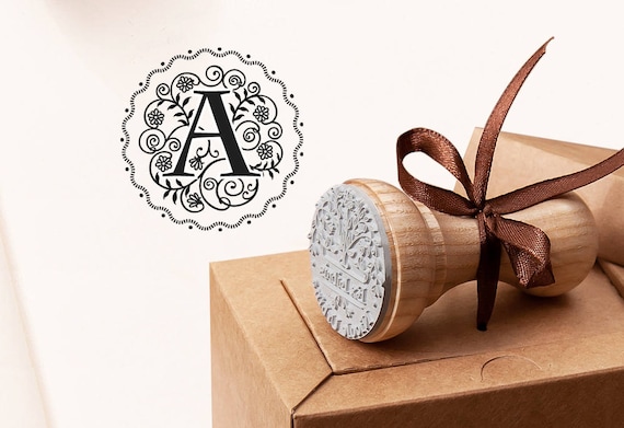 Letter A Stamp, Initials Rubber Stamp A, Monogram Stamp Letter A Design, Unique Sign Stamper, Original Handmade Presents, Crafted Gift Box