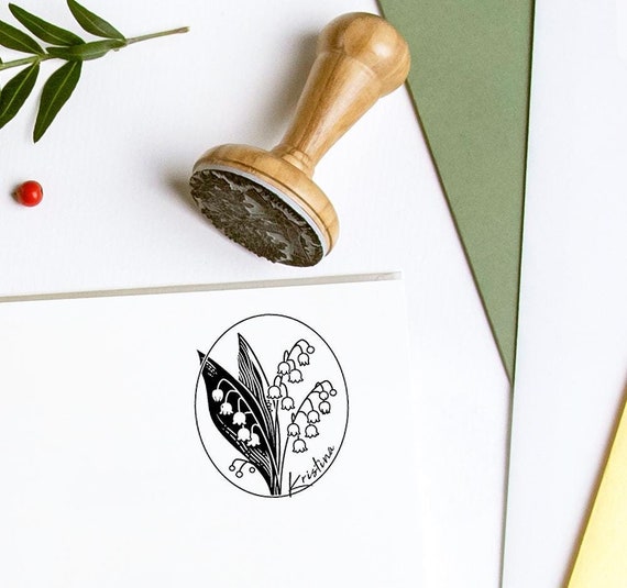 Lily of the Valley May Birth Flower Stamp Personalized, Birth Month Flowers Sign, Handmade Gifts for Women Mom in Special Lovely Packaging
