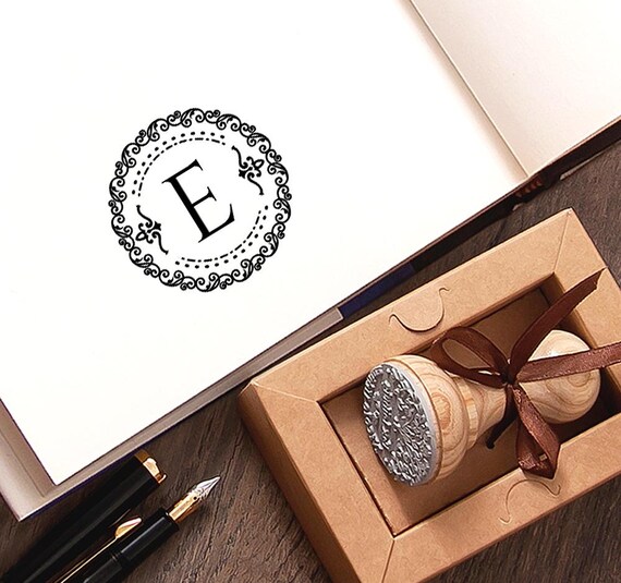 Letter E Rubber Stamp, Name Monogram, Initial Gifts, Special Box