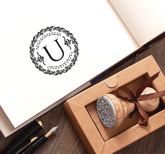 Letter U Rubber Stamp, Initial Gift, Name Monogram, Special Box