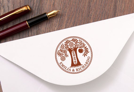 FAMILY TREE STAMP - Wedding Date Stamp - Engagement Gift - Couple Gift Stamp - Custom Wedding Gift - Save the Date Stamp
