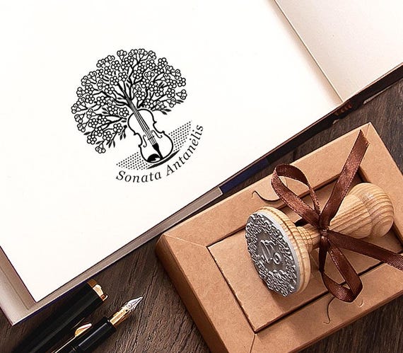 Violin Stamp, Violinist Gifts Personalized, Musical Instrument Tree of Life Art, Music Lovers Gift in Lovely Packaging