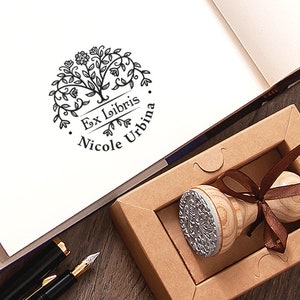 Personalized Ex libris Stamp with a blooming Tree – an elegant gift for the true book lovers!