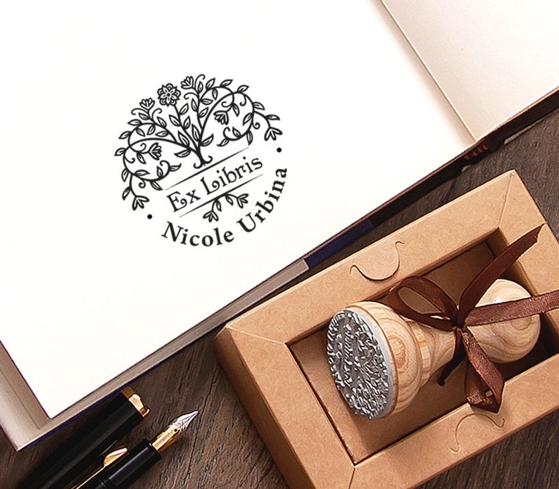 Personalized Ex libris Stamp with a blooming Tree – an elegant gift for the true book lovers!