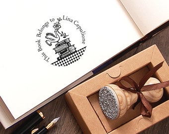 Stack Books Lucky Bird Ex libris Stamp Packed Unique Crafted Gift Box