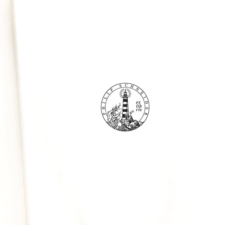 Ex Libris Stamp Lighthouse Personalized Book Stamp Sea Storm Etsy