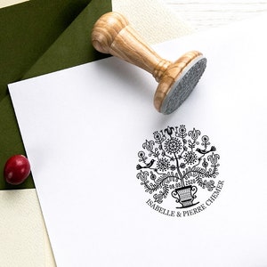 Timbro di nozze personalizzato, salvare il timbro di gomma data, albero di fioritura personalizzato di Life Stamper, Regali per coppia, Timbro albero genealogico, scatola regalo