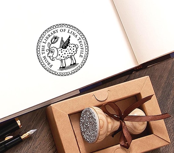 Sheep Stamp Ex libris Personalized, Handmade Booklovers Gifts in Special Lovely Packaging