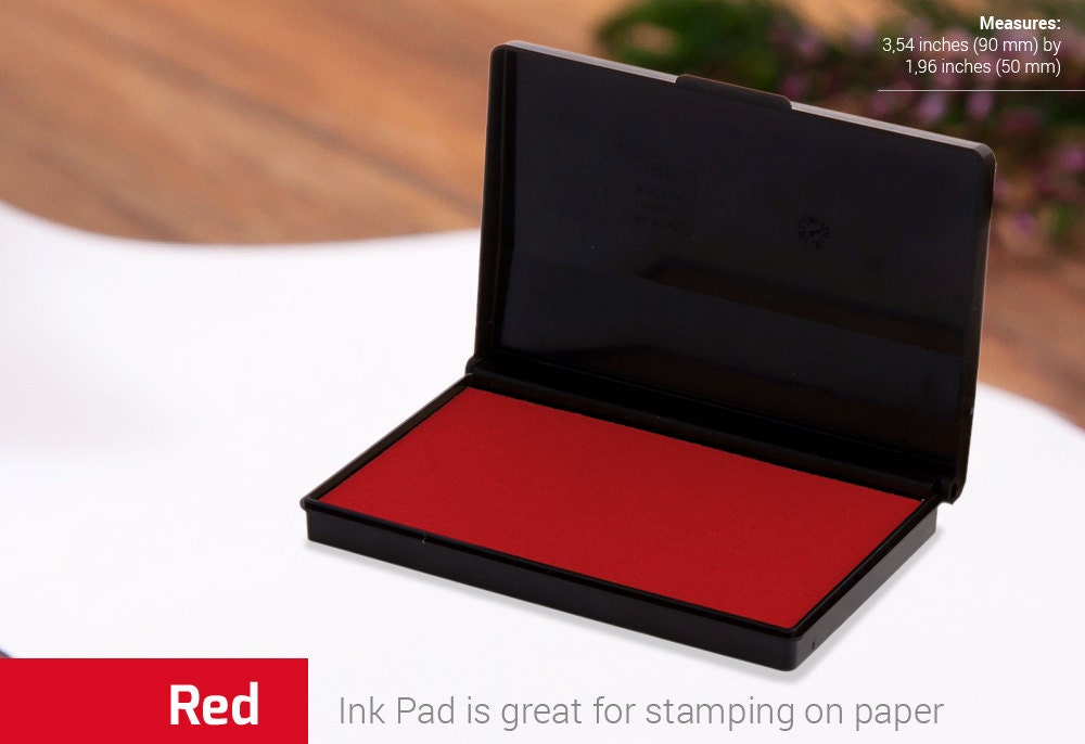 RNKP Large Red Ink Pad for Rubber Stamps, 5 × 4 inch Ink Stamp Pads  Permanent for Paper Wood Fabric (Red)……