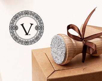 V MONOGRAM STAMP - Carta V Sello - Sello de tarjeta de visita - Regalo inicial V - V Sello de goma - Monograma de negocios V - Regalo de cumpleaños V