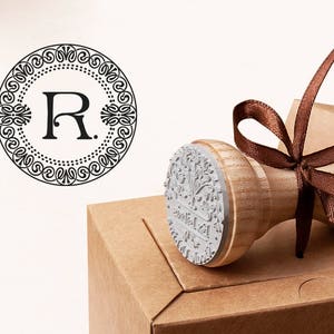 R MONOGRAM STAMP - Carta R Sello - Sello de tarjeta de visita - Regalo inicial R - R sello de goma - Monograma de negocios R - Regalo de cumpleaños R
