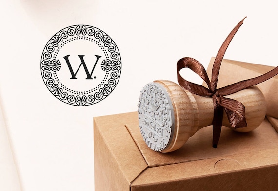 W Stamp Letter Monogram Name Initial Unique Crafted Gift Box